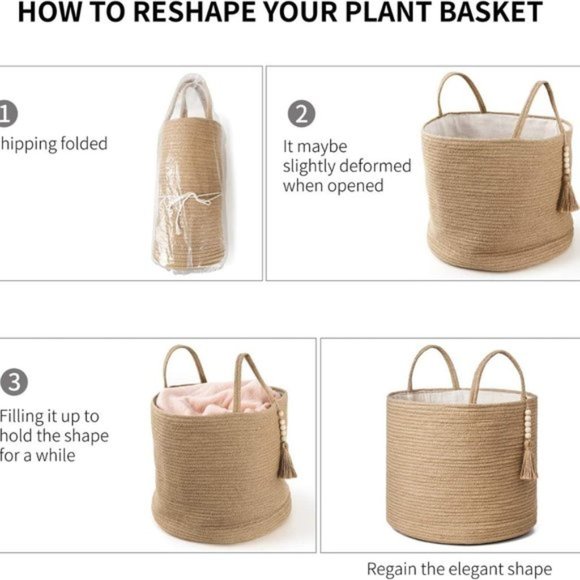 Urban Outfitters Decorative Wooden Bead Natural Rope Woven Storage Basket - Picture 6 of 10